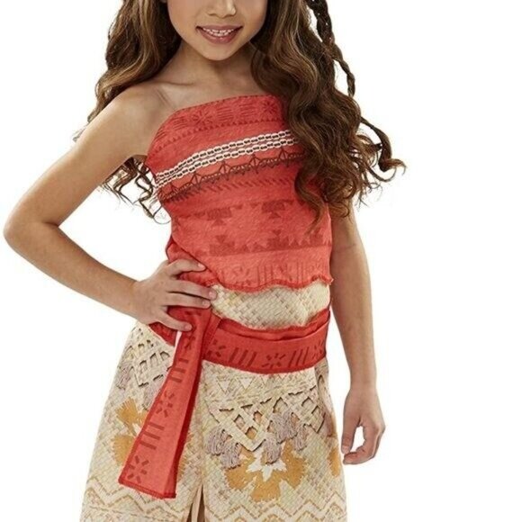 Disney Girls Moana Classic Adventure Halloween Costume 4-6X with NEW Deluxe Wig - Picture 5 of 12